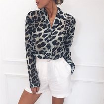 2021 leopard print chiffon t shirt tops women blouse