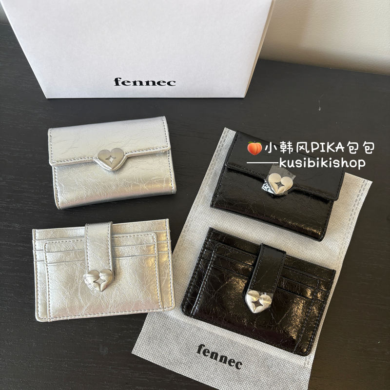 25 Spring/Summer New Year Korean Niche Fennec Heart-Shaped Metal Girl Genuine Leather Simple Compact Short Wallet Card Holder