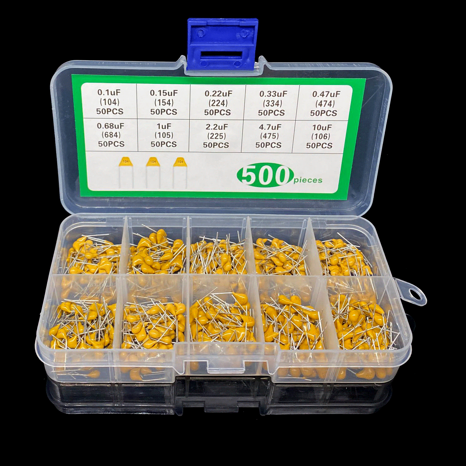 10 types of specifications 0 1-10uF 154224334474684105225475 plug-in monostone-capacitor