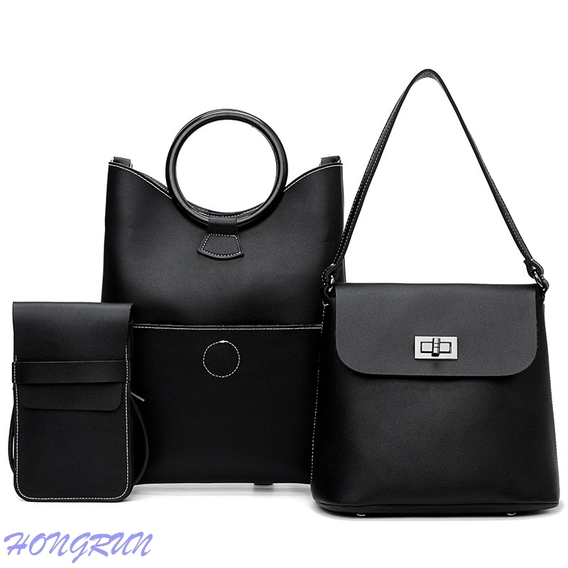 Spot tide 2018 new simple female bag Korean fashion handbag shoulder bag three-piece cover mother bag Hongrun