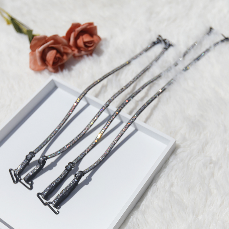 Bra fine shoulder strap can be exposed silver wire summer detachable hanging neck straight shoulder dew back beauty shoulder hot drill lingerie bra strap-Taobao