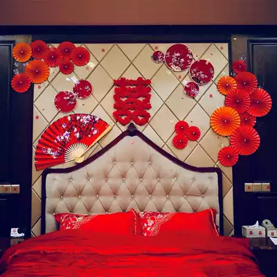 Creative wedding room decoration Chinese wedding room layout set wedding props new room bedside background wedding supplies
