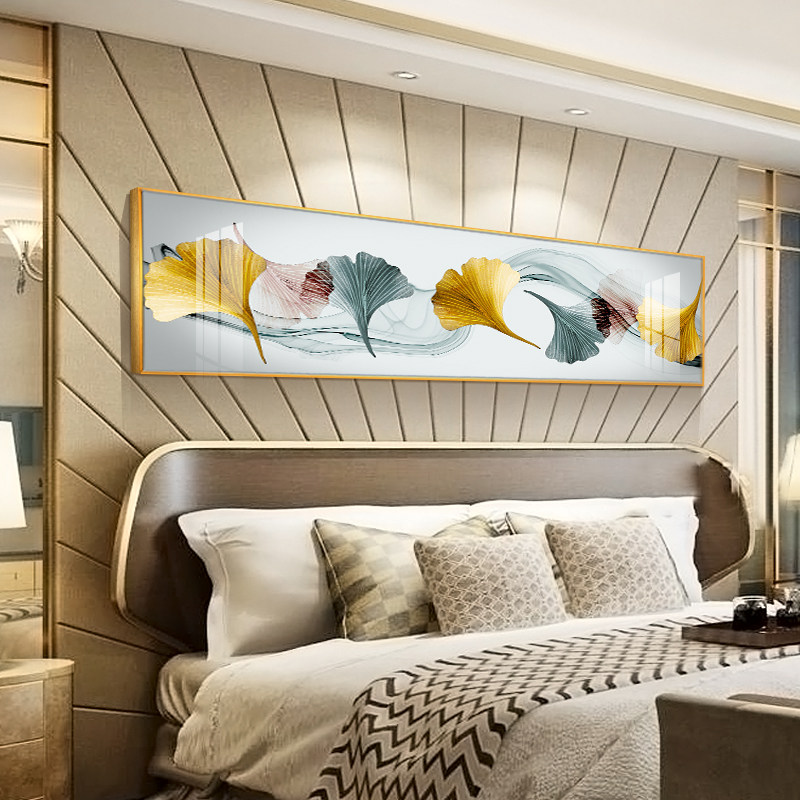 Modern minimalist bedroom bedside decoration painting warm mural living room sofa hanging painting background wall room horizontal wall painting