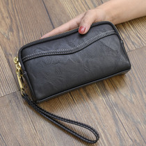 Wallet womens long 2021 new fashion European and American clutch purse coin purse clutch double zipper soft leather handbag