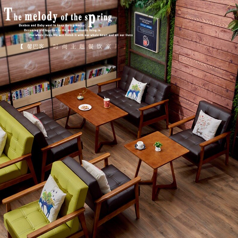 Milk tea shop coffee shop table and chair combination western restaurant dessert shop two people simple negotiation leisure card seat sofa