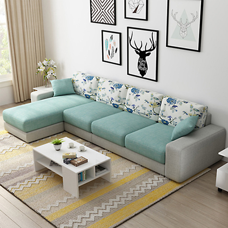 Fabric sofa Nordic small household type washable double-three-position four-person position with straight sofa modern minimalist