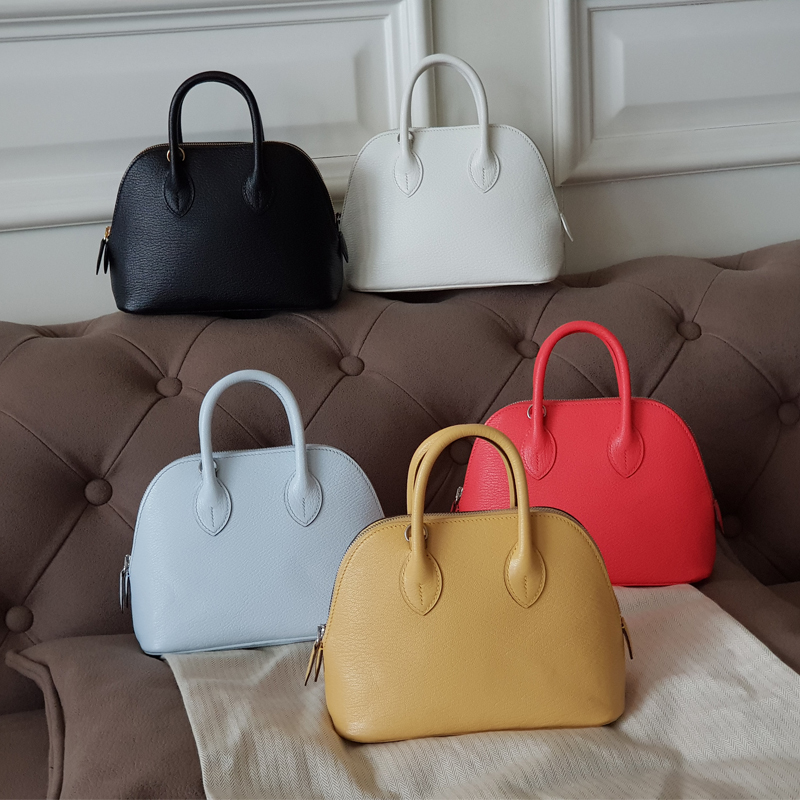 Fully Hand-Sewn New Mini Bowling Bag, Mini Goatskin 1923 Shell Handbag, Shoulder Bag, Crossbody Bag 19cm