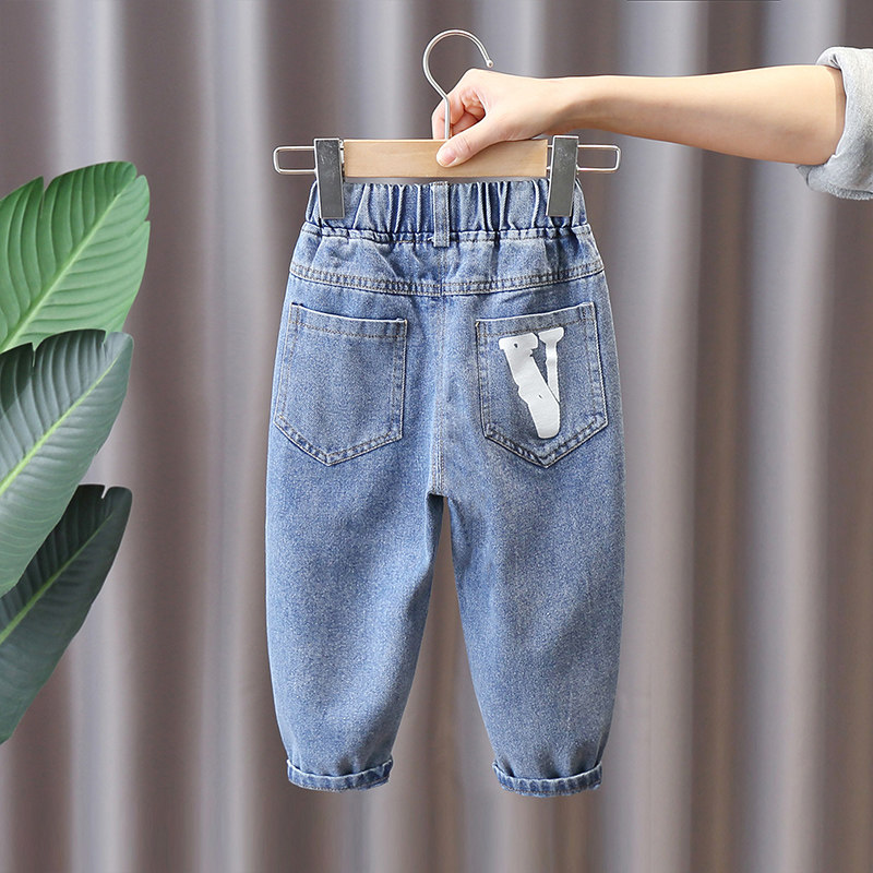 Children's jeans autumn 2023 new small and medium-sized children's holes loose casual pants baby boys spring and autumn trendy pants
