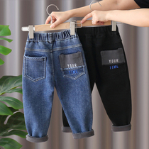 Children Plus Suede Pants 2022 New Autumn Winter Korean Version Baby Thickened Boy Jeans Integrated Suede Baby Clothes