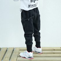 Young Boy Jeans Boy Spring Autumn Single Pants Boots Pants Boy 2022 Baby Autumn Clothing Long Pants Children Foreign Air Pants Autumn