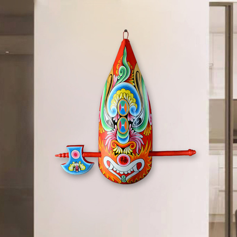 Folk Craft Peking Opera Social Fire Horse Spoon Face Spectrum Decoration Hanging-up Bucket Town Residence Folk Antique Chinese Style Renovation
