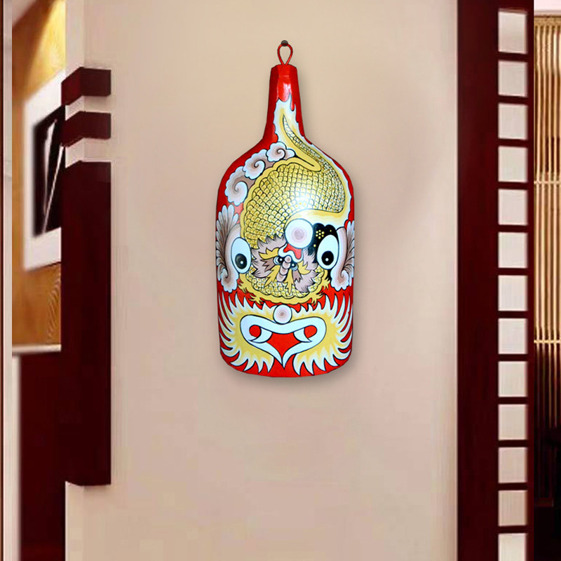 Folk handicraft Peking Opera club fire horse spoon mask decoration ornaments wooden shovel town house folk custom antique Chinese decoration