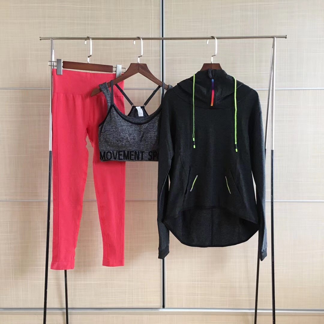 DD home* seamless color hoodie sports three-piece suit professional quick-drying one-piece yoga running fitness autumn and winter