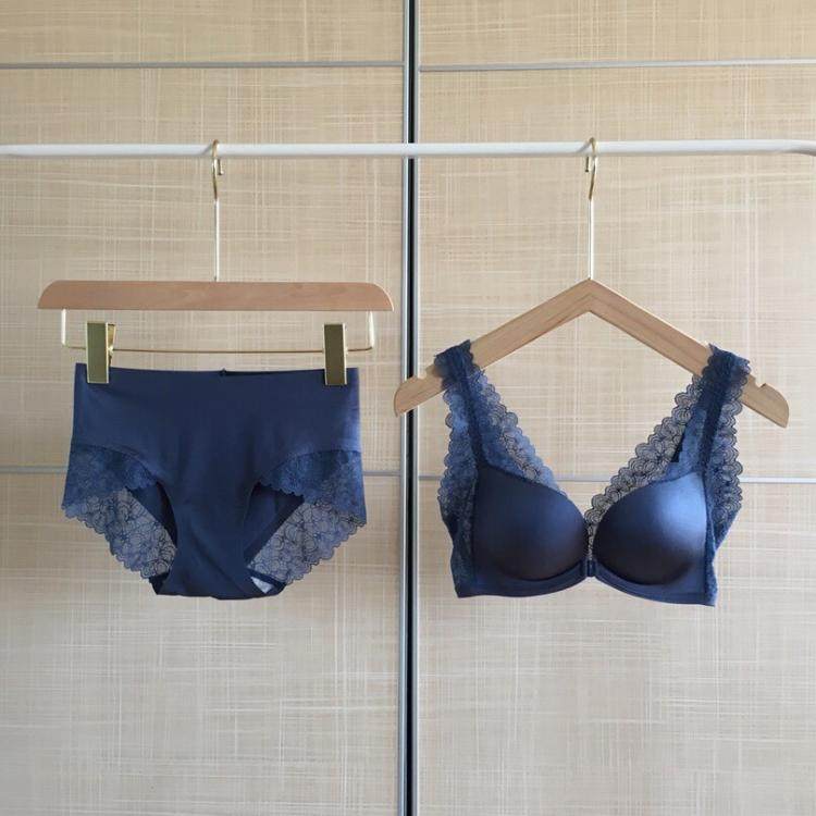 Front button beautiful back medium gather lace light version seamless comfortable vest-style underwear set underwear set women