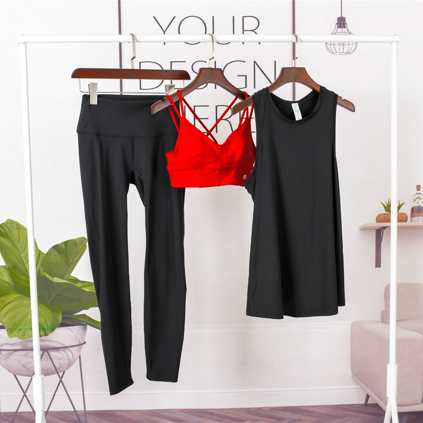 Nude skin-friendly yoga three-piece women's no embarrassing lines show thin temperament running dance fitness fitness sports suit women