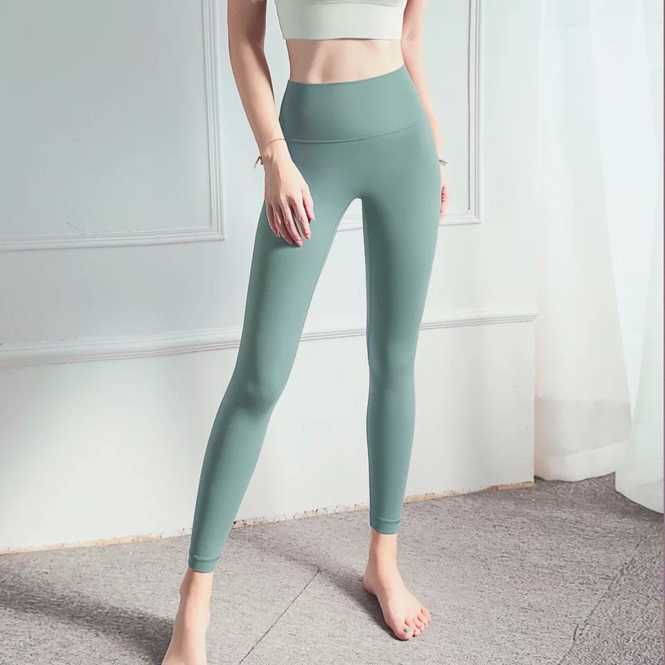 European and American high waist nude sports yoga pants no embarrassing line no trace elastic tight peach hip fitness pants women