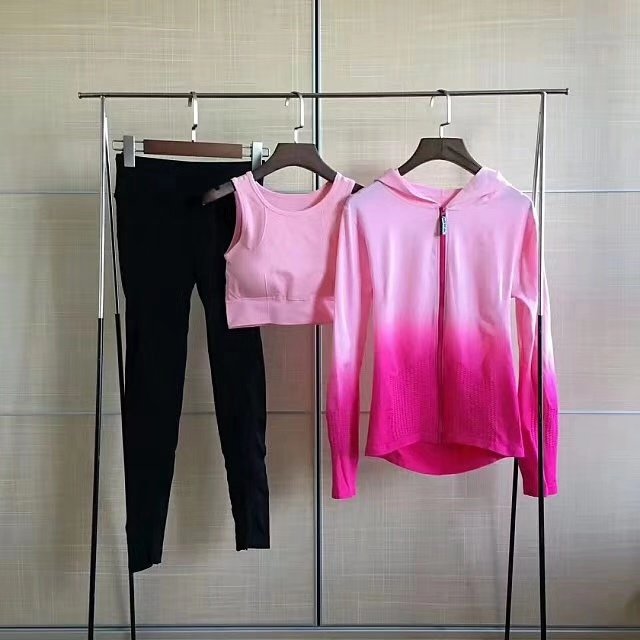 British single seamless mesh sports yoga dance running jump exercise fitness clothes female 3-piece set slim fashion