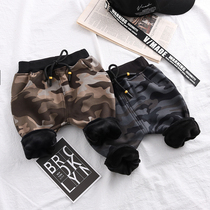 Childrens big butt pants autumn and winter new boys and girls one single layer Velvet Haren pants baby camouflage plus velvet big pp pants