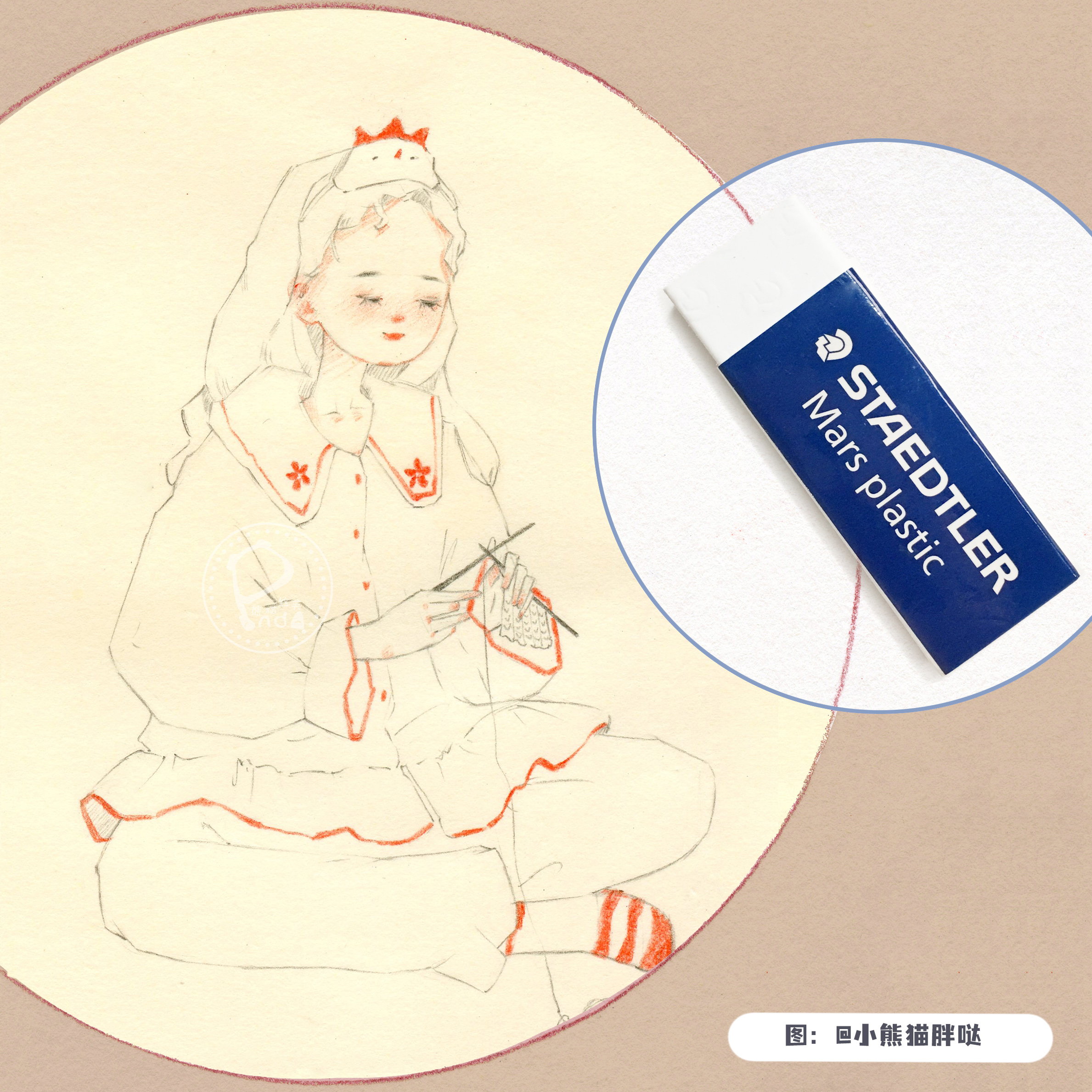 (Panda fat Da)Shi De Lou imported eraser watercolor class Panda Fat Da recommended less crumbs and no lint