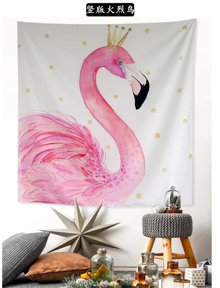 Bửu treo ins phong cách thảm rung nhà bọc neo ròng nền đỏ vải cô gái của tâm flamingo ký túc xá - Tapestry Thảm treo tường khổ lớn
