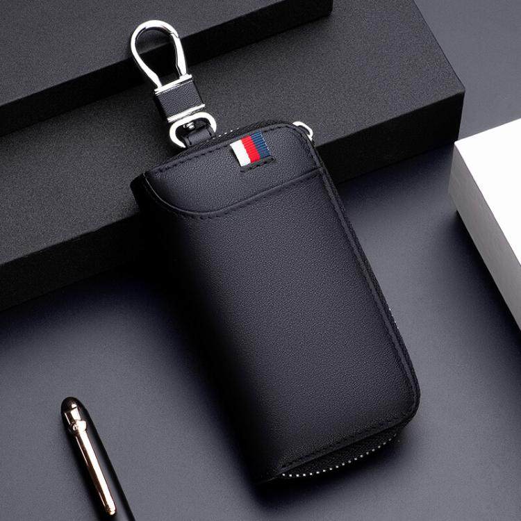 Key bag men's leather zipper key simple high-end fashion multifunctional car key chain personality card bag for men