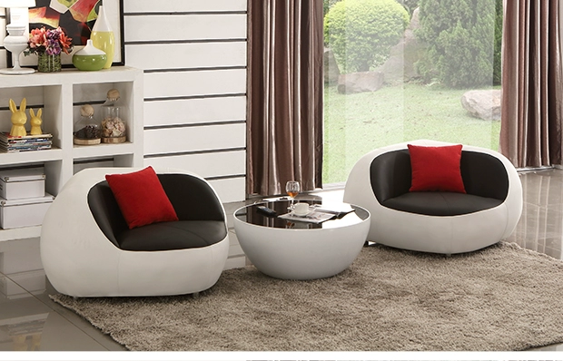 Đơn giản và hiện đại sofa da phòng khách kết hợp giữa giải trí thời trang cá tính sáng tạo nội thất văn phòng có hình vòng cung màu đen và trắng - Ghế sô pha