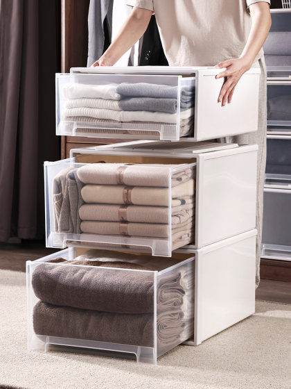 抽屉式收纳柜衣物柜子储物箱塑料零食收纳箱整理箱家用衣柜收纳盒