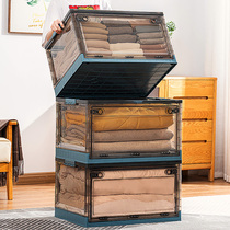 Foldable storage box front open side door storage box clothes toy finishing box student book storage box