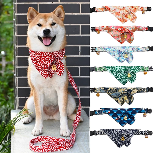 芮柴 Шаровая ошейник для любимой собаки и стиль трава трава лук -треугольник шарф Шарф Тедди Шиба Ину воротнич