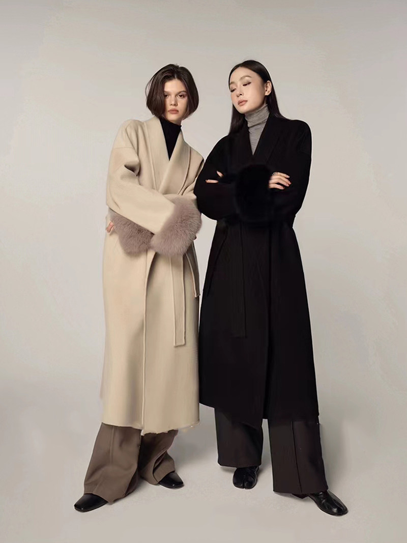 100 cotton wool double face Coat Woman Autumn Winter Detachable Real Fox Fur Lace Fur Coats Superior Noble Gas-Taobao