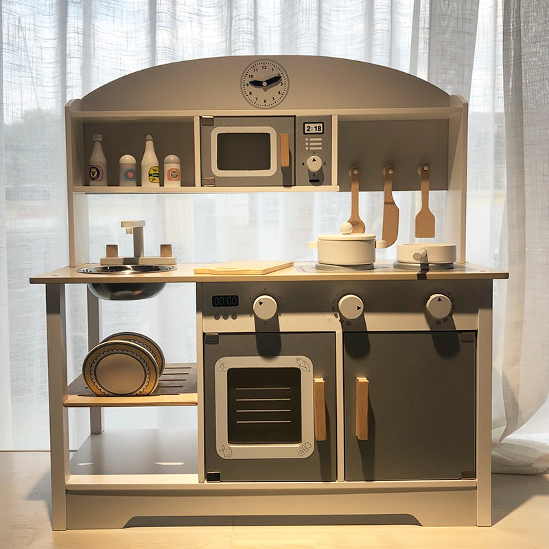 Little girl Girl dress up house wine Wooden simulation kitchen toys Children baby cooking kitchenware set Birthday gift