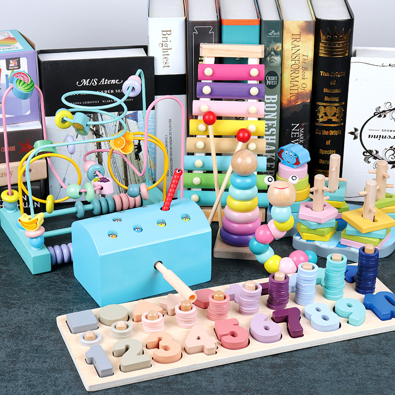 Baby's early lessons intellectual building blocks around Pearl Everest Toys 0-1-2-3-year-old girl's one-year-old baby Enlightenment