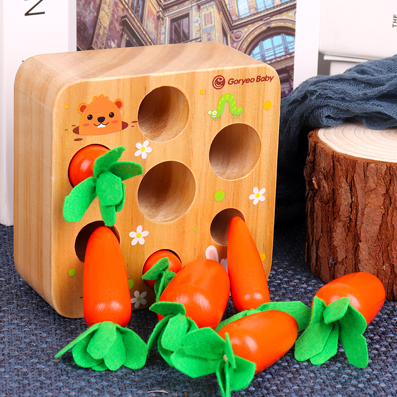 Baby pulling radish toy wooden baby children's puzzle puzzle plug carrot game 1-2 weeks 3 one and a half years old boys and girls