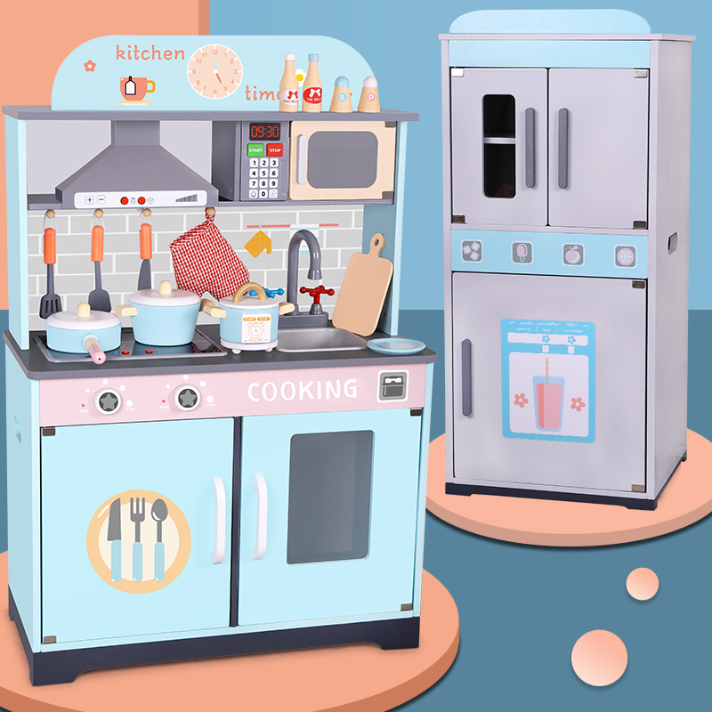 Large Number Simulation Kitchenware Kitchen for children Dining home Wine cooking 3 suits 4 girls 5 boiled rice 6-year-old toy wood