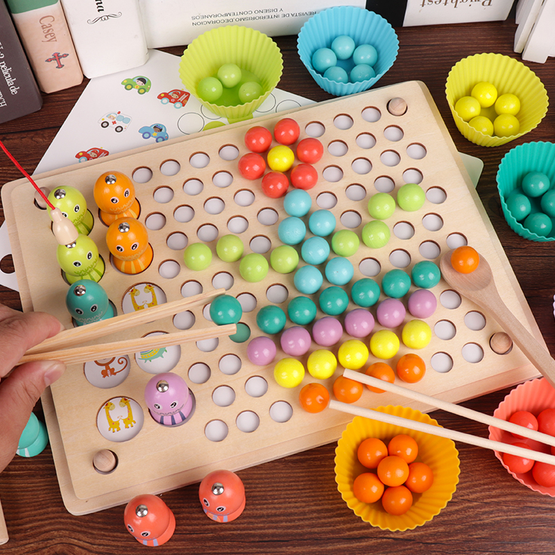 Children's puzzle kindergarten baby Montessori early education teaching aids 2 clip beads focus fine motor training toys 3