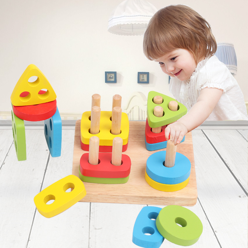 Children's early education educational force development building block toys 1-2-3-6 weeks 4-year-old boy and girl Baby shape matching puzzle