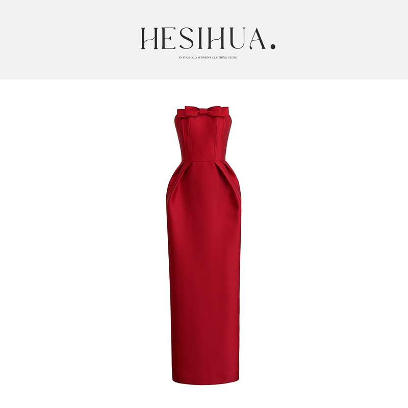 Hesihua He Si Hua 2026 Spring/Summer New Bowknot Strapless Toasting Dress Engagement Dress