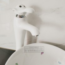 mnls ceramic long hot and cold faucet children bathroom cartoon elephant mouse type white stage basin high faucet