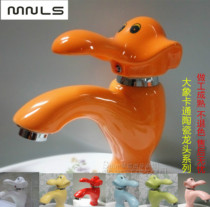 mnls ceramic faucet cartoon elephant hot and cold water single hole basin color copper core faucet engineering cooperation