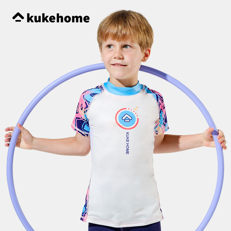 KUKE summer children's sports quick-drying breathable riding suit balance bike riding training suit graffiti short-sleeved