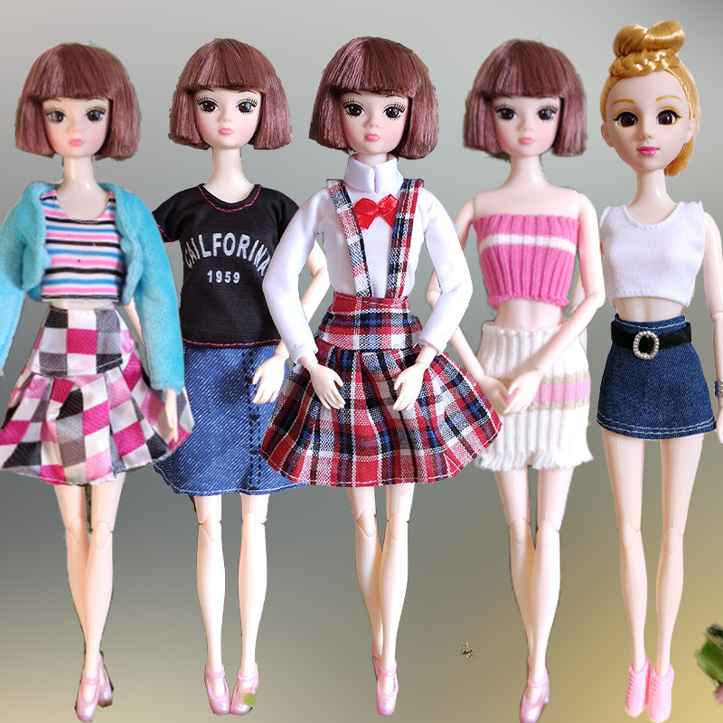 Children's toy light paparazzi Barbie doll's clothes and shoes swapped foreign dolls fashion short skirts ancient dresses