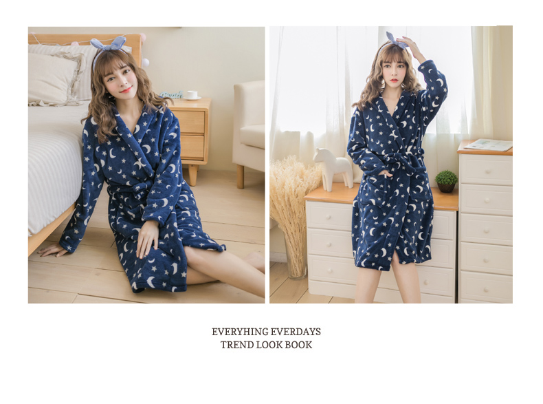 WYDZ net Yidanzi cô gái dễ thương mũ trùm đầu flannel áo ngủ áo choàng tắm áo choàng tắm áo choàng lụa ngủ đẹp
