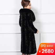 2018 Winter middle-aged and elderly imported mink fur coat size mother dress fox fur collar spinner coat women