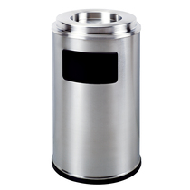 Stainless steel round large trash can shopping mall airport Hong Kong-style trash can shake lid creative with ashtray peel bucket