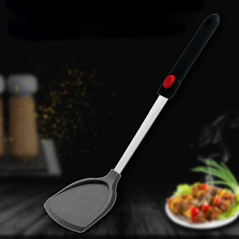 Stainless steel silicone spatula high temperature resistant Japanese food grade non-stick spatula set long handle soup spoon frying spoon shovel new
