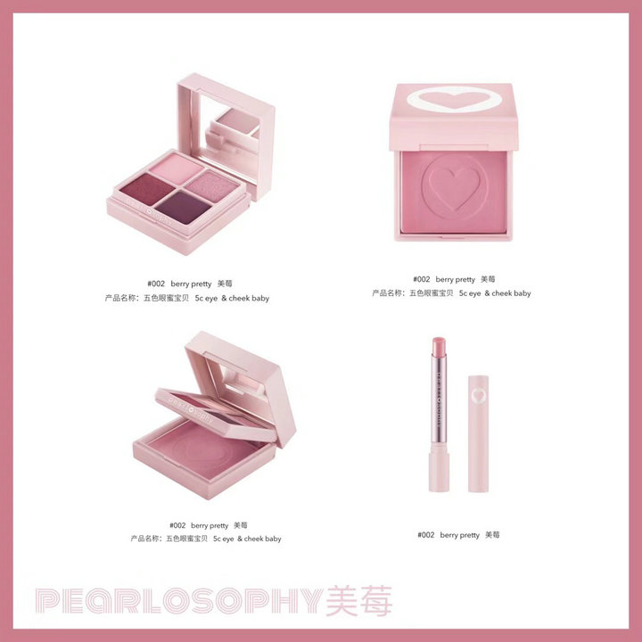 Pony khuyên dùng phấn trang điểm ngọc trai hai trong một, phấn mắt bốn màu + phấn má cùng màu với phấn mắt năm màu phấn má 3ce