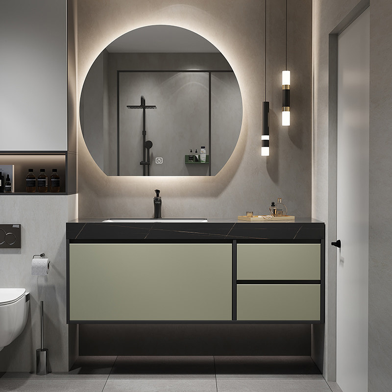 Light luxury slate one basin bathroom cabinet combination modern minimalist powder room washbasin smart washbasin washbasin