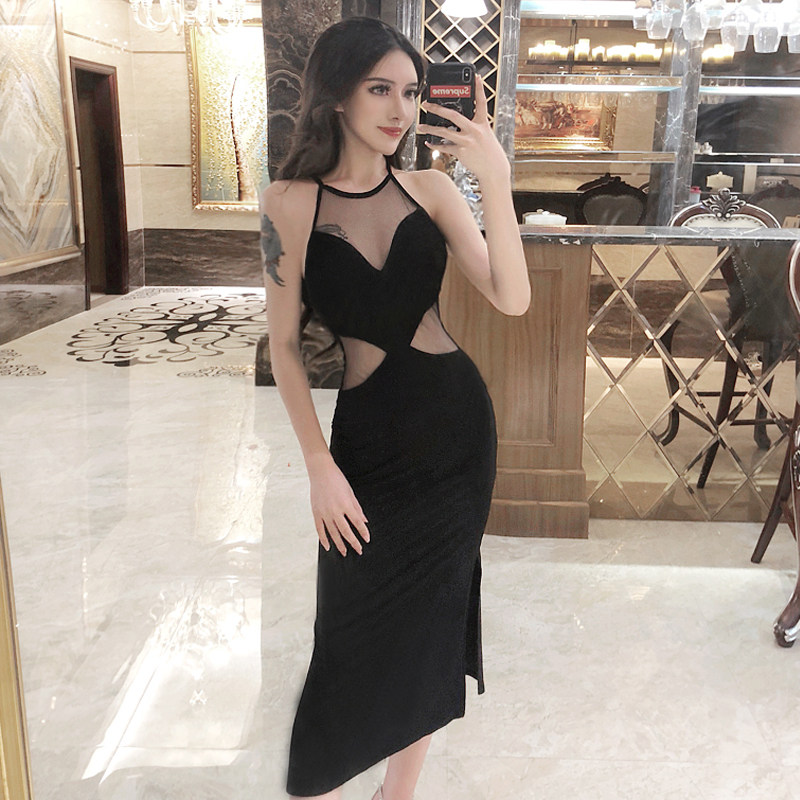 Goeger's New Sexy Goddess Nightfield Temperament Web Yarn Clairvoyance Long version of dress for a good night's gown dress