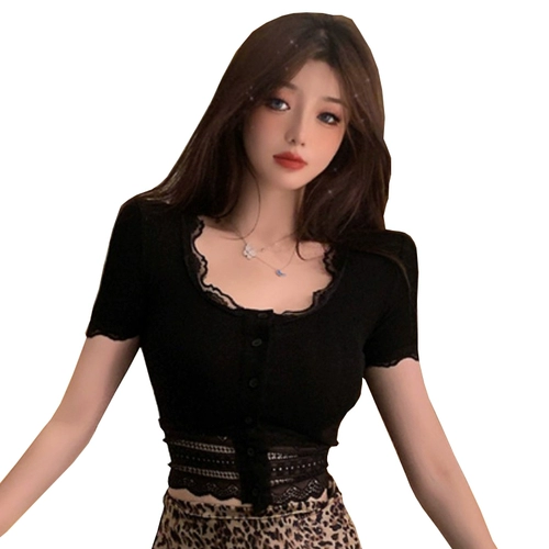 Летний сексуальный кружевной трикотажный свитер, футболка, популярно в интернете