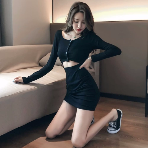 Весенний сексуальный корсет, лонгслив, платье, популярно в интернете, с акцентом на бедрах